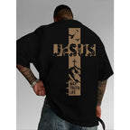 2026 Summer Christian Style Jesus Cross Pattern Printed T-shirt Men's Women's Plus Size Casual Short Sleeve Crew Neck Cotton Tee