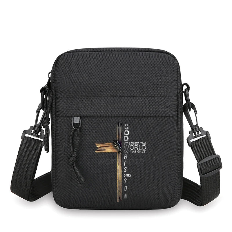 Christianity Retro Men Women Shoulder Bag，harajuku Lion and Cross Street Style Mobile Phone Bag，unisex Jesus Small Crossbody Bag
