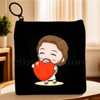 Cartoon Jesus Christ Floral Cross Love Faith Cute Christian Bible Belief Flowers Canvas Key Coin Purse Cute Bag Wallet Pouch