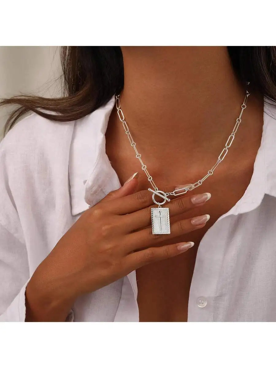 Rectangle Cross Necklace