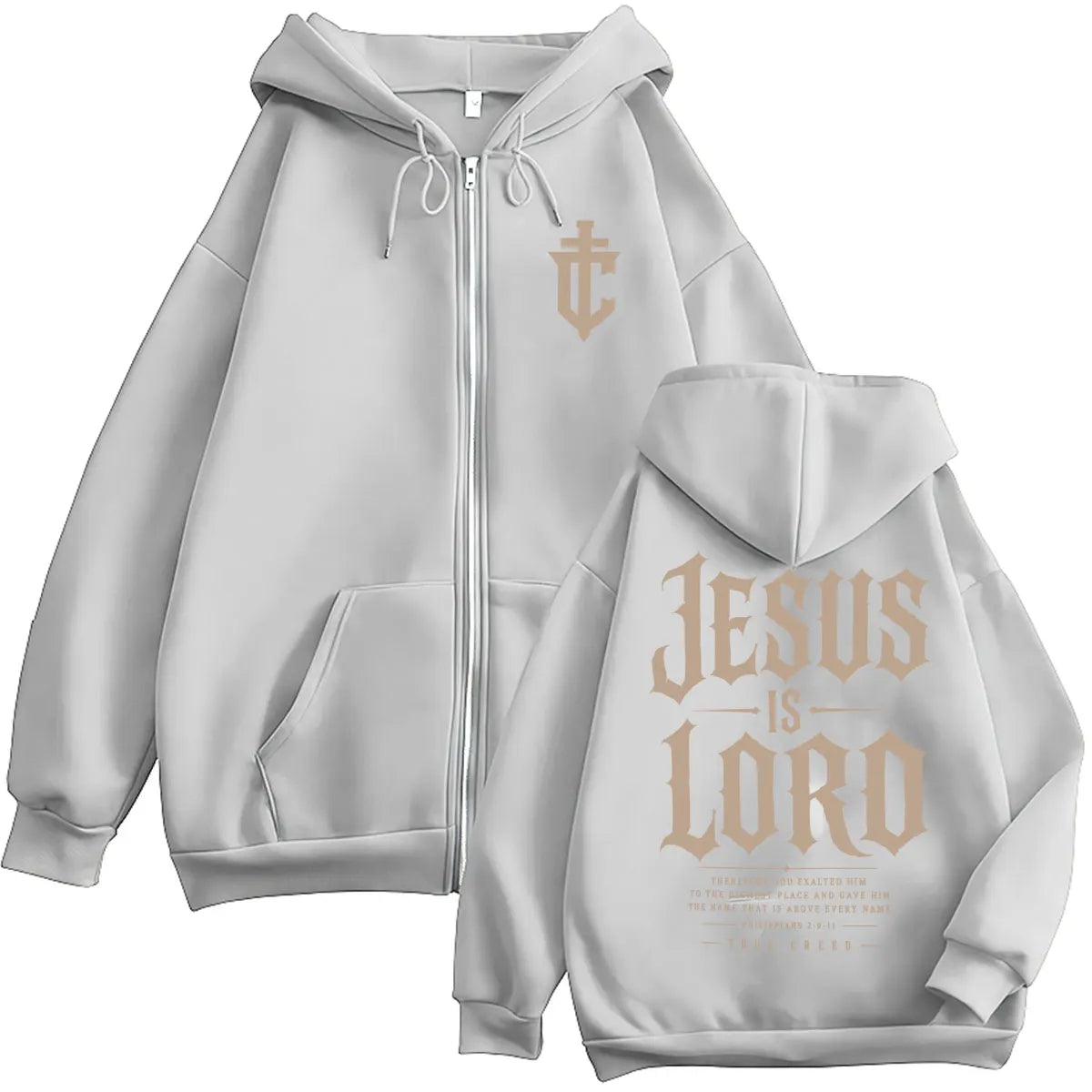 Jesus Is Lord Zipper Hoodie Oversized Casual Pullover Streetwear