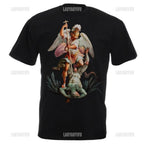 St Michael The Archangel Destroy The Devil Catholic Christians Gift Printed T Shirt Vintage Man Breathable Top Casual T-shirt