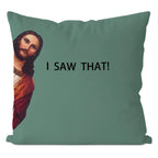 Jesus Meme Pillow Cover, Christian Religious Humor Cushion Case, "I Saw That" Text Throw Pillow, Novelty Home Decor Gift