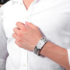 HNSP 24MM Width 316L Stainless Steel Cuban Chain Cross Bracelet For Men Jewelry Male Hand Chain Wrap Bracelets Punk Accessory