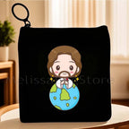Cartoon Jesus Christ Floral Cross Love Faith Cute Christian Bible Belief Flowers Canvas Key Coin Purse Cute Bag Wallet Pouch