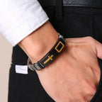 Black Gold Plated Cross Stainless Steel Bracelet for Men, Chain Jewelry Accessory, Punk Bracelets, High Quality