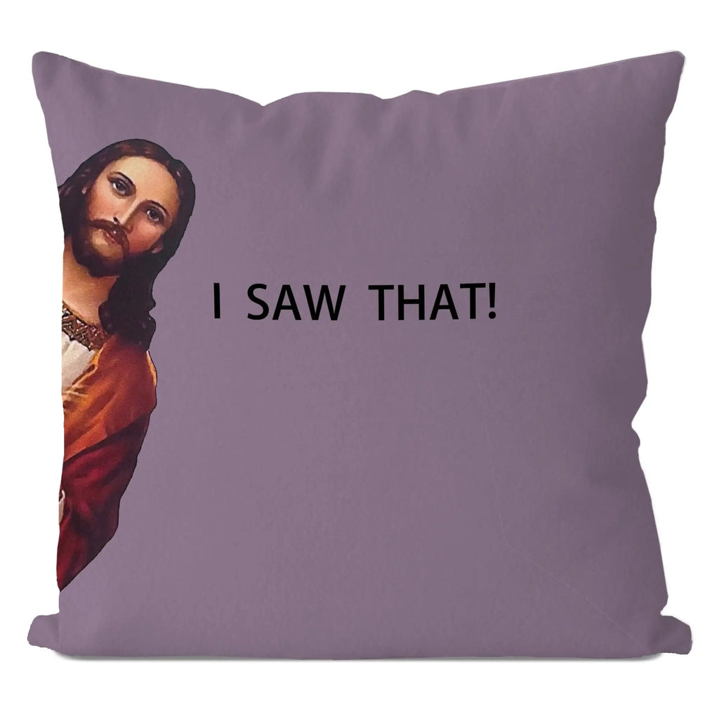 Jesus Meme Pillow Cover, Christian Religious Humor Cushion Case, "I Saw That" Text Throw Pillow, Novelty Home Decor Gift