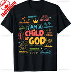 I Am A Child of God Christian Retro TShirt Faith Jesus Gifts Tee Tops Christianity Men Women Summer Crewneck Cotton Short Slevee