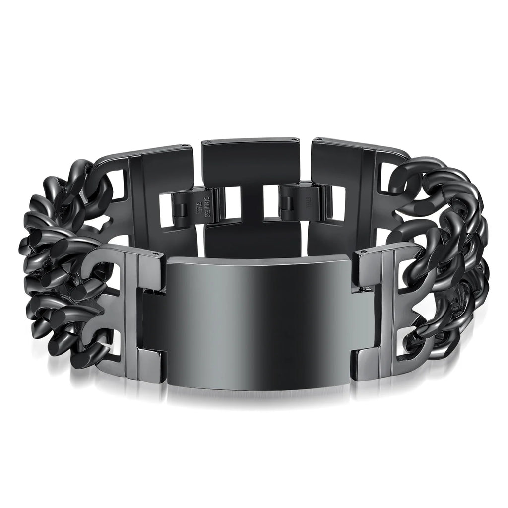 HNSP 24MM Width 316L Stainless Steel Cuban Chain Cross Bracelet For Men Jewelry Male Hand Chain Wrap Bracelets Punk Accessory