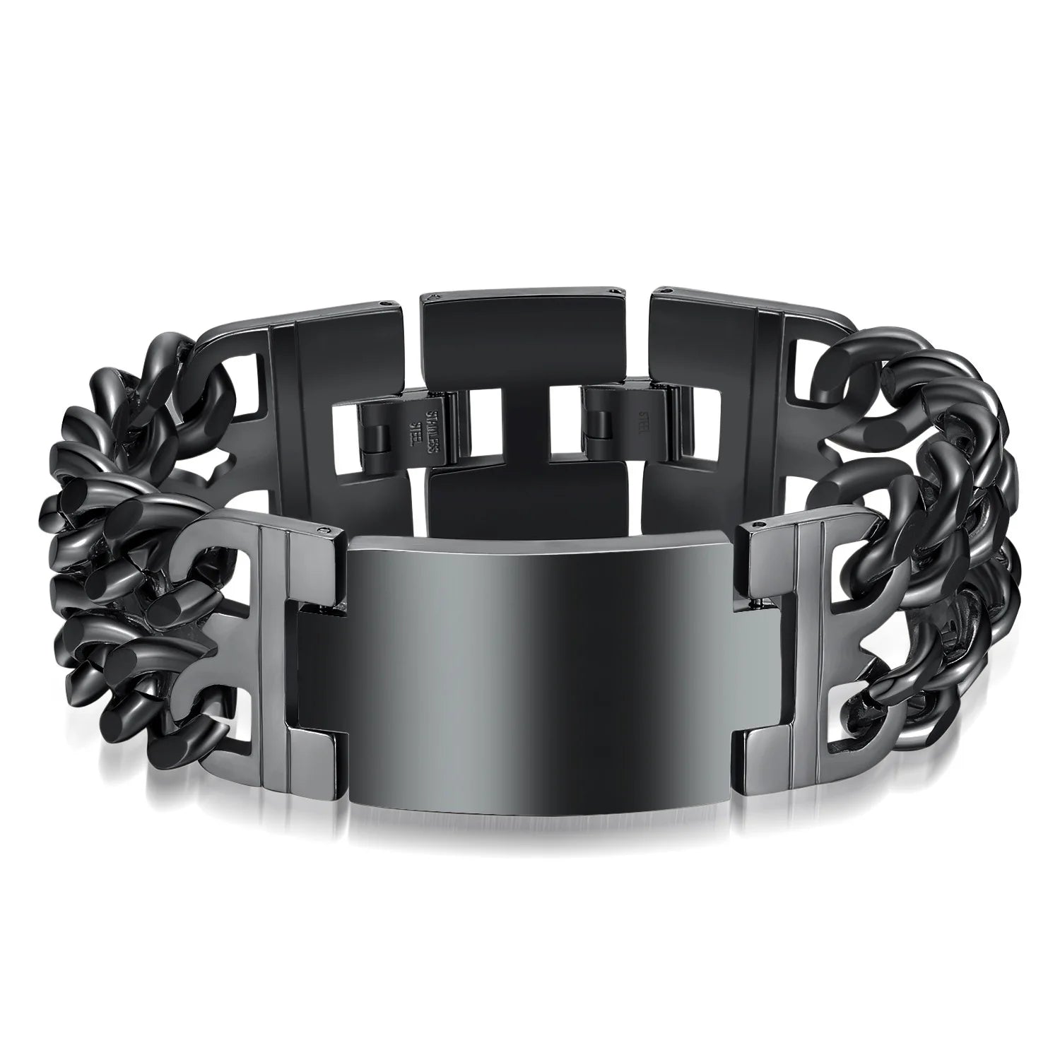 HNSP 24MM Width 316L Stainless Steel Cuban Chain Cross Bracelet For Men Jewelry Male Hand Chain Wrap Bracelets Punk Accessory