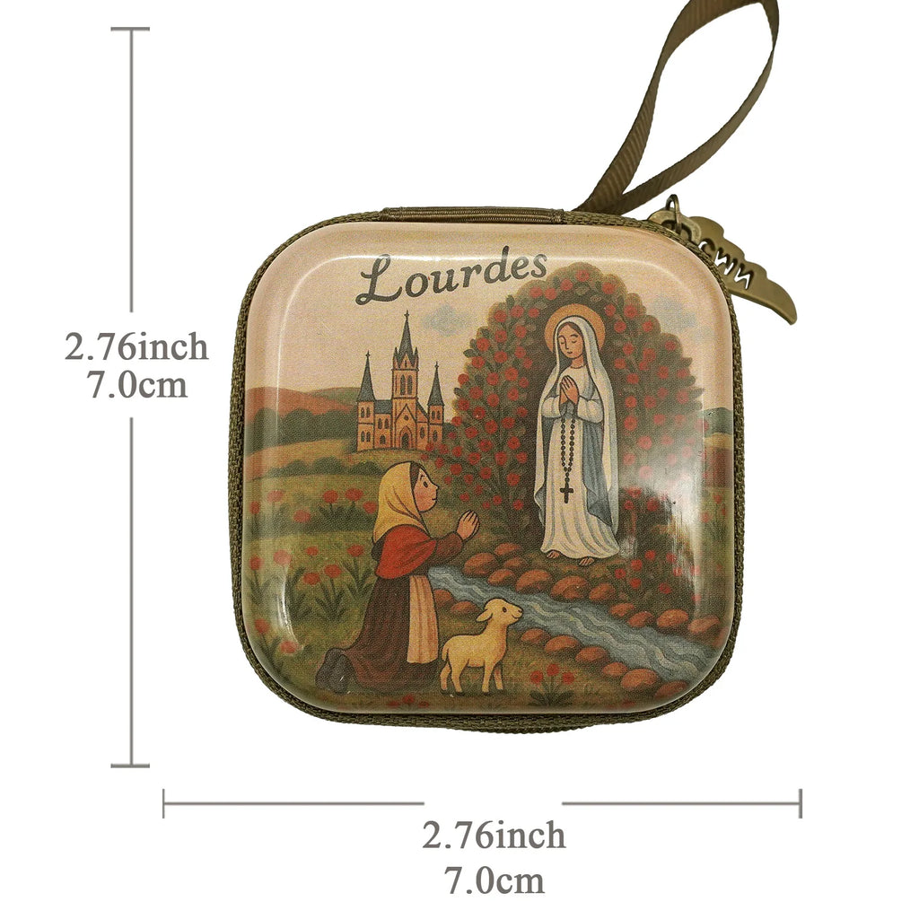 Virgin Mary Jesus Prayer Rosary Bag Religious Jewelry Storage Box Prayer Beads Rosary Box Christian Gifts 7x7cm