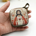Virgin Mary Jesus Prayer Rosary Bag Religious Jewelry Storage Box Prayer Beads Rosary Box Christian Gifts 7x7cm