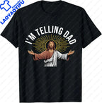 I Saw That I'm Telling Dad Funny Religious Christian Jesus T-Shirt Graphic T Shirts  Mens T Shirt Customizable Camiseta Hombre
