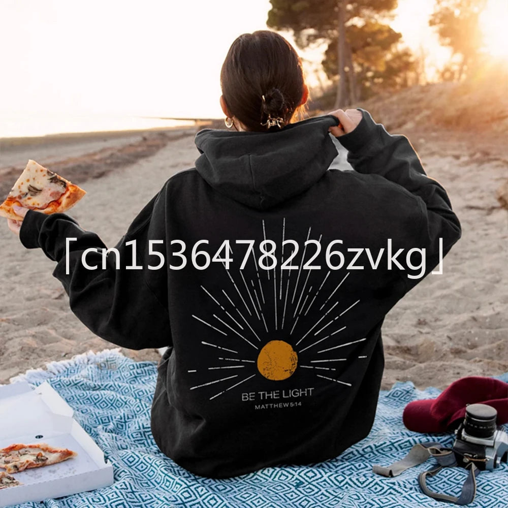 Aesthetic Christian Hoodie Be The Light Sunset Hoodie Christian Streetwear Bible Verse Sweatshirt Christian Merch Jesus Hoodies