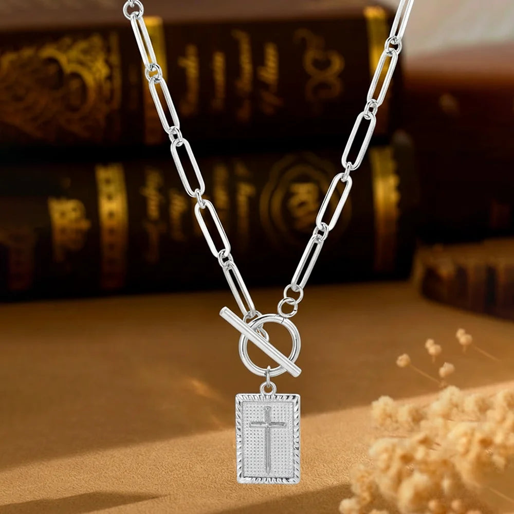 DOTIFI Stainless Steel Square Cross Pendant Necklace