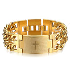 HNSP 24MM Width 316L Stainless Steel Cuban Chain Cross Bracelet For Men Jewelry Male Hand Chain Wrap Bracelets Punk Accessory