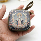 Virgin Mary Jesus Prayer Rosary Bag Religious Jewelry Storage Box Prayer Beads Rosary Box Christian Gifts 7x7cm