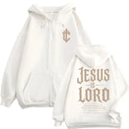 Jesus Is Lord Zipper Hoodie Oversized Casual Pullover Streetwear
