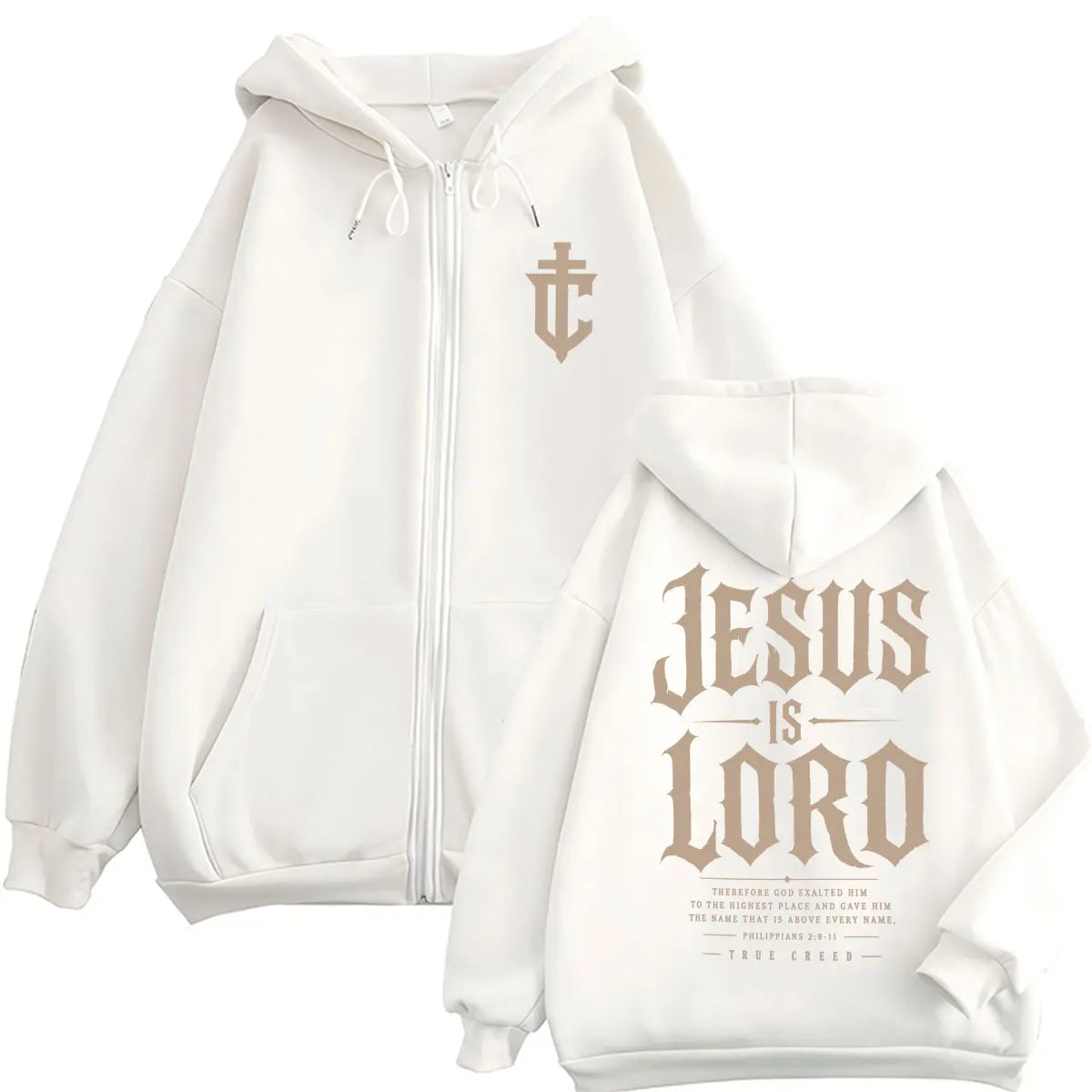 Jesus Is Lord Zipper Hoodie Oversized Casual Pullover Streetwear