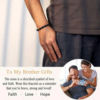 Elastic Natural Stone Beaded Cross Bracelet For Dad Godfather Husband Brother Faith Love Hope Gifts