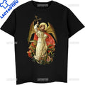 St Michael The Archangel Destroy The Devil Catholic Christians Gift Printed T Shirt Vintage Man Breathable Top Casual T-shirt