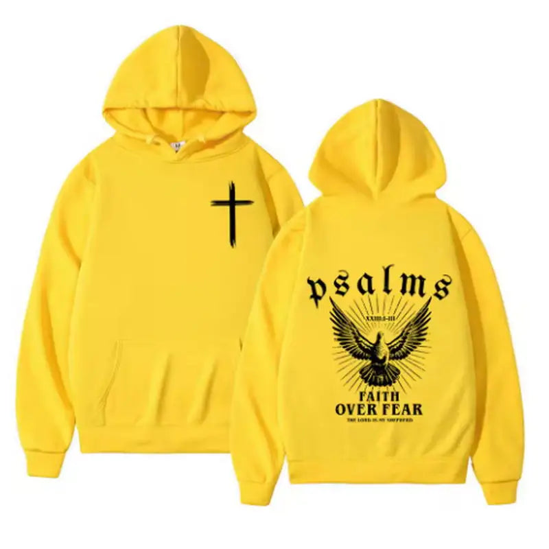 Christian Jesus Faith Over Fear Bible Verse Hoodies Men Fabric Street Fashion Hoodie Casual Street Sweatshirt Cyberpunk Style