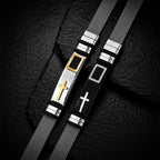 HNSP 316L Stainless Steel Cross Mesh Watch Band Bracelet, Adjustable Christian Faith Wristband, Hypoallergenic Religious Jewelry