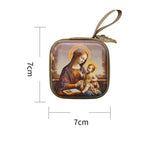 Virgin Mary Jesus Prayer Rosary Bag Religious Jewelry Storage Box Prayer Beads Rosary Box Christian Gifts 7x7cm
