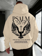 Christian Bible Verse Psalm 91:4 Print Men Women Hooded Sweatshirt Autumn Winter Outdoor Vacation Casual Loose Warm Sportswear