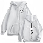 Heart Cross Christian Jesus Faith Over Fear Bible Verse Zipper Hoodie Men's Women High Quality Fashion Zip Up Jacket Sweatshirts