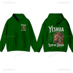 Yeshua Hoodie Spiritual Sweatshirt Baptism Gift Lion Hoodie for Men Bible Verse Scripture Hoody Jesus Hoodie Christian Unisex