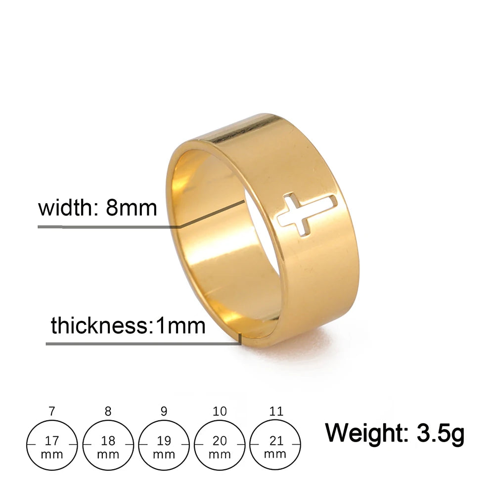 COOLTIME Gothic Cross Couple Rings Stainless Steel Silver Color Jesus Cross Finger Ring for Men Women Punk Jewelry Wedding Gift