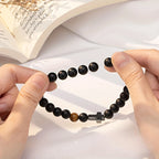 Elastic Natural Stone Beaded Cross Bracelet For Dad Godfather Husband Brother Faith Love Hope Gifts