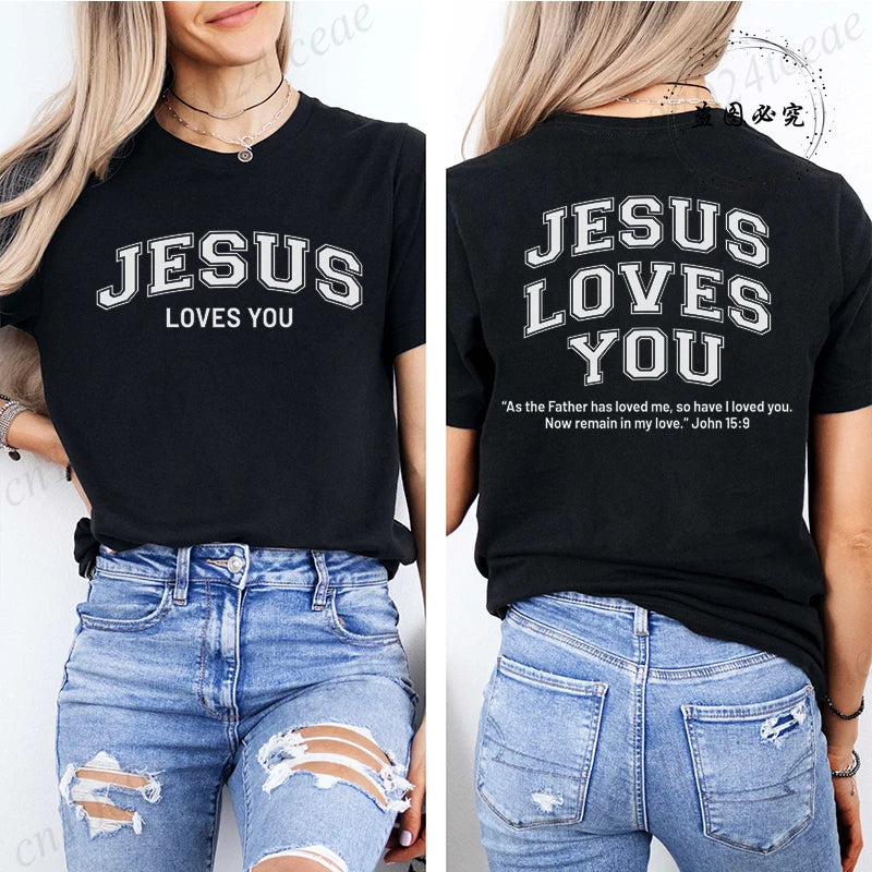Jesus Loves You T-Shirt Christian Faith Based T Shirts Love Like Jesus T-Shirts Casual Short Sleeve Tee Tshirt for Women Clothes