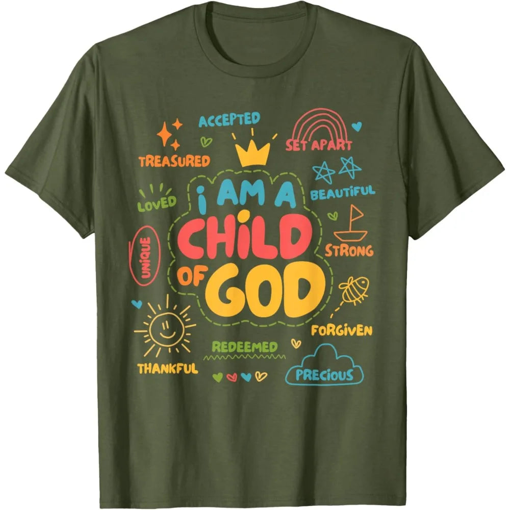 I Am A Child of God Christian Retro TShirt Faith Jesus Gifts Tee Tops Christianity Men Women Summer Crewneck Cotton Short Slevee