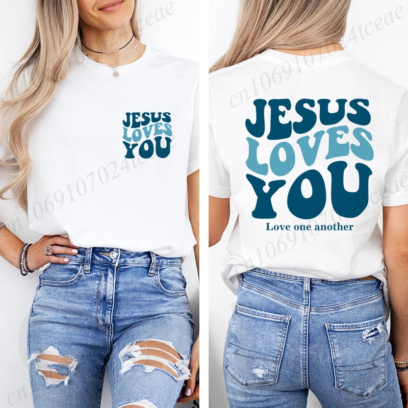 Jesus Loves You T-Shirt Christian Faith Based T Shirts Love Like Jesus T-Shirts Casual Short Sleeve Tee Tshirt for Women Clothes