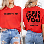 Jesus Loves You T-Shirt Christian Faith Based T Shirts Love Like Jesus T-Shirts Casual Short Sleeve Tee Tshirt for Women Clothes