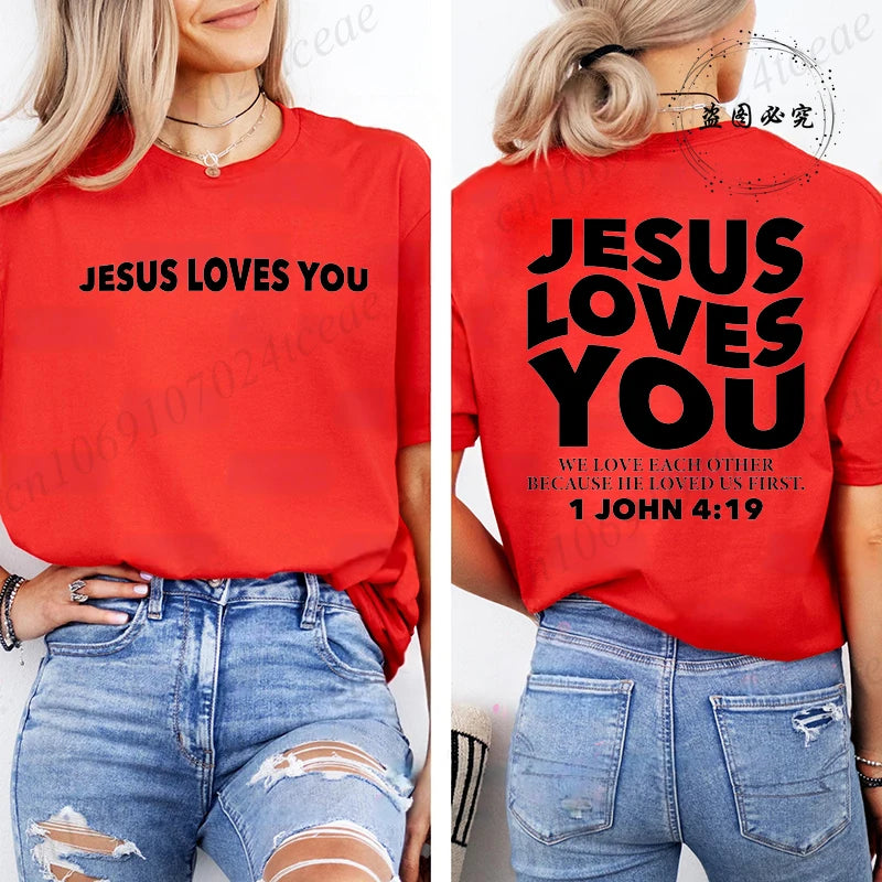 Jesus Loves You T-Shirt Christian Faith Based T Shirts Love Like Jesus T-Shirts Casual Short Sleeve Tee Tshirt for Women Clothes
