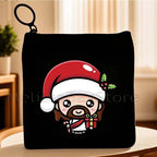 Cartoon Jesus Christ Floral Cross Love Faith Cute Christian Bible Belief Flowers Canvas Key Coin Purse Cute Bag Wallet Pouch