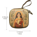 Virgin Mary Jesus Prayer Rosary Bag Religious Jewelry Storage Box Prayer Beads Rosary Box Christian Gifts 7x7cm