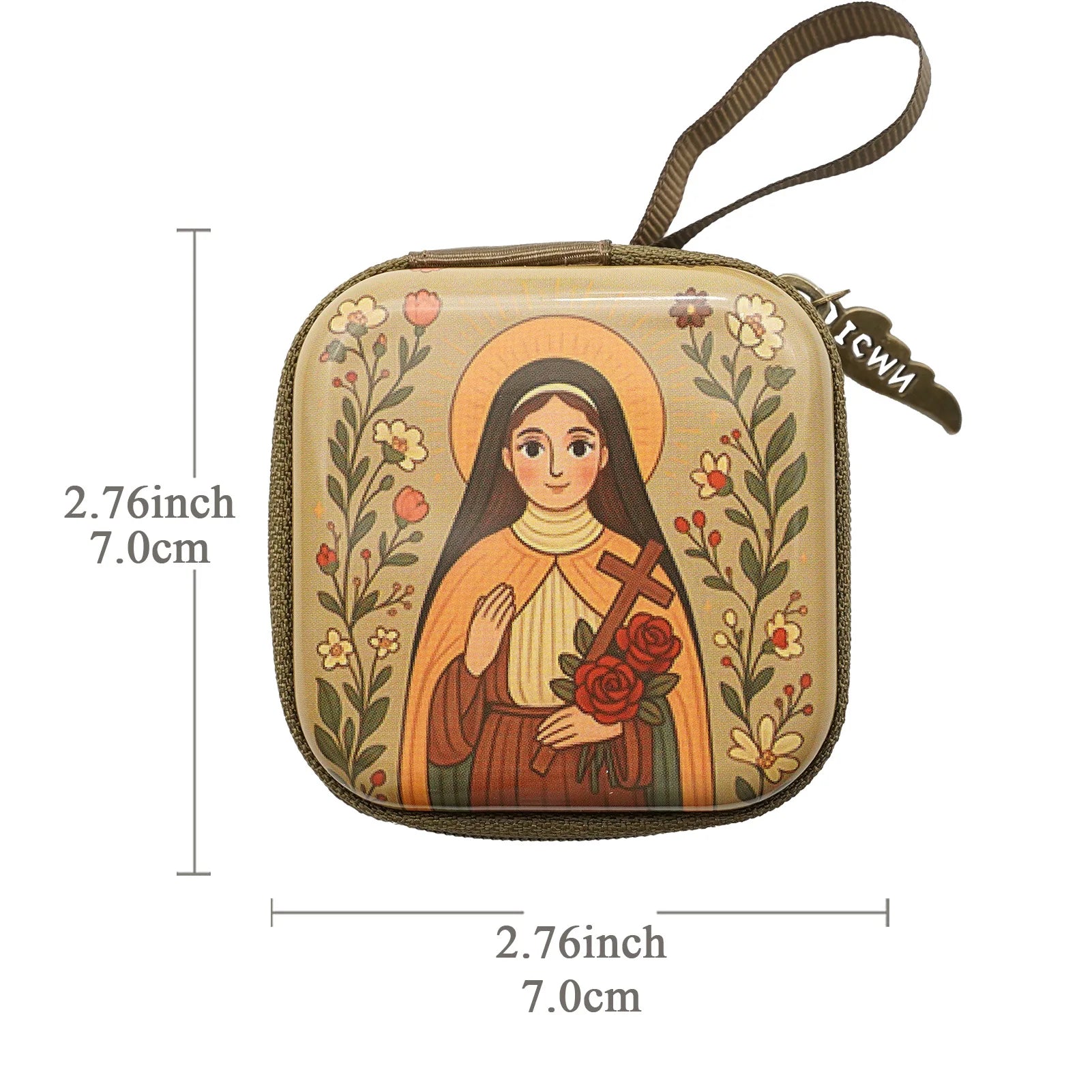 Virgin Mary Jesus Prayer Rosary Bag Religious Jewelry Storage Box Prayer Beads Rosary Box Christian Gifts 7x7cm