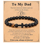 Elastic Natural Stone Beaded Cross Bracelet For Dad Godfather Husband Brother Faith Love Hope Gifts