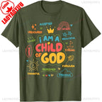 I Am A Child of God Christian Retro TShirt Faith Jesus Gifts Tee Tops Christianity Men Women Summer Crewneck Cotton Short Slevee