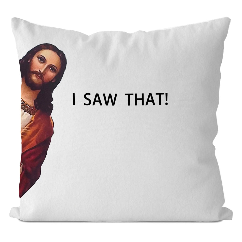Jesus Meme Pillow Cover, Christian Religious Humor Cushion Case, "I Saw That" Text Throw Pillow, Novelty Home Decor Gift