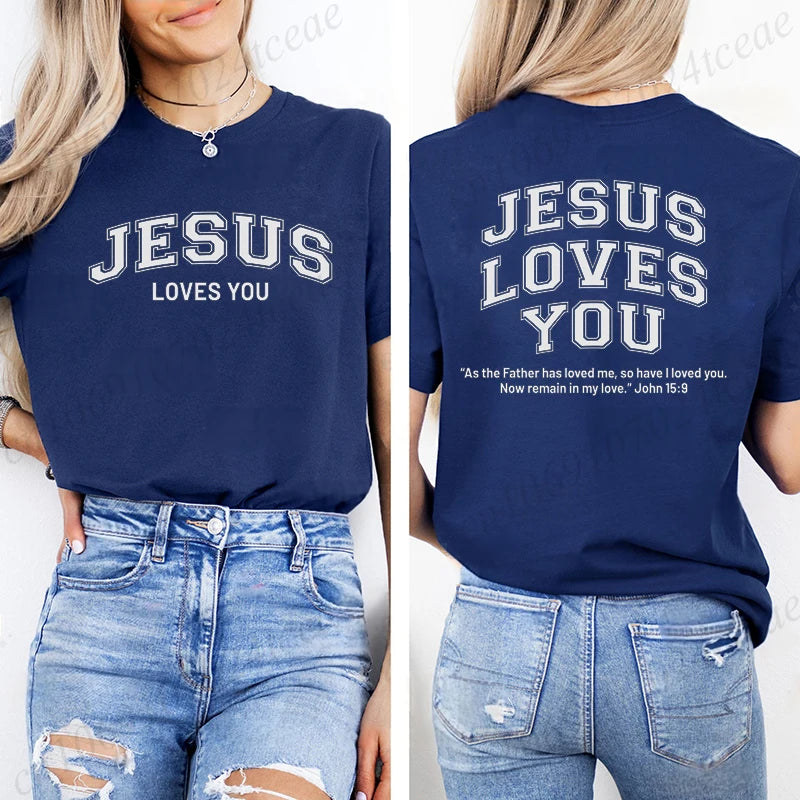 Jesus Loves You T-Shirt Christian Faith Based T Shirts Love Like Jesus T-Shirts Casual Short Sleeve Tee Tshirt for Women Clothes