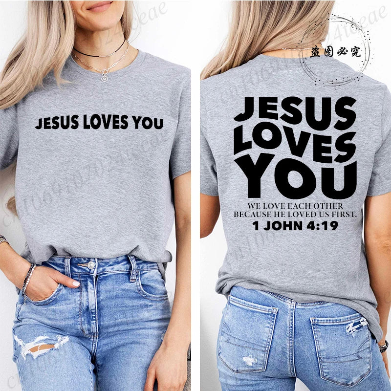 Jesus Loves You T-Shirt Christian Faith Based T Shirts Love Like Jesus T-Shirts Casual Short Sleeve Tee Tshirt for Women Clothes