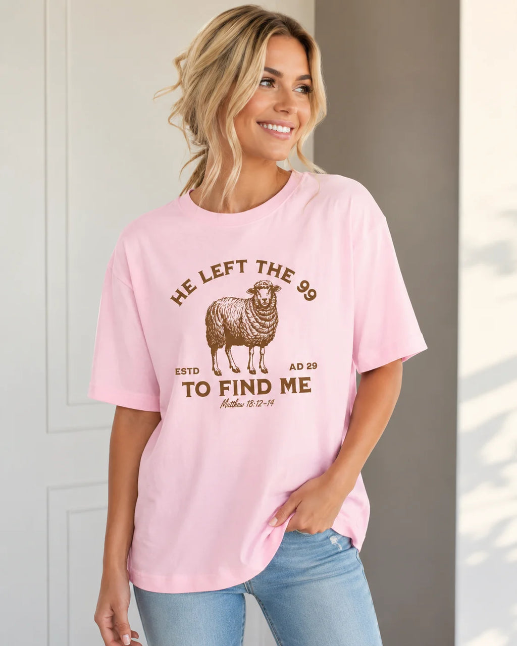 He Left 99 Women's Retro Christian Inspirational T-shirt Bible Scripture T-shirt Jesus God Pattern T-shirt Top Religious Gift