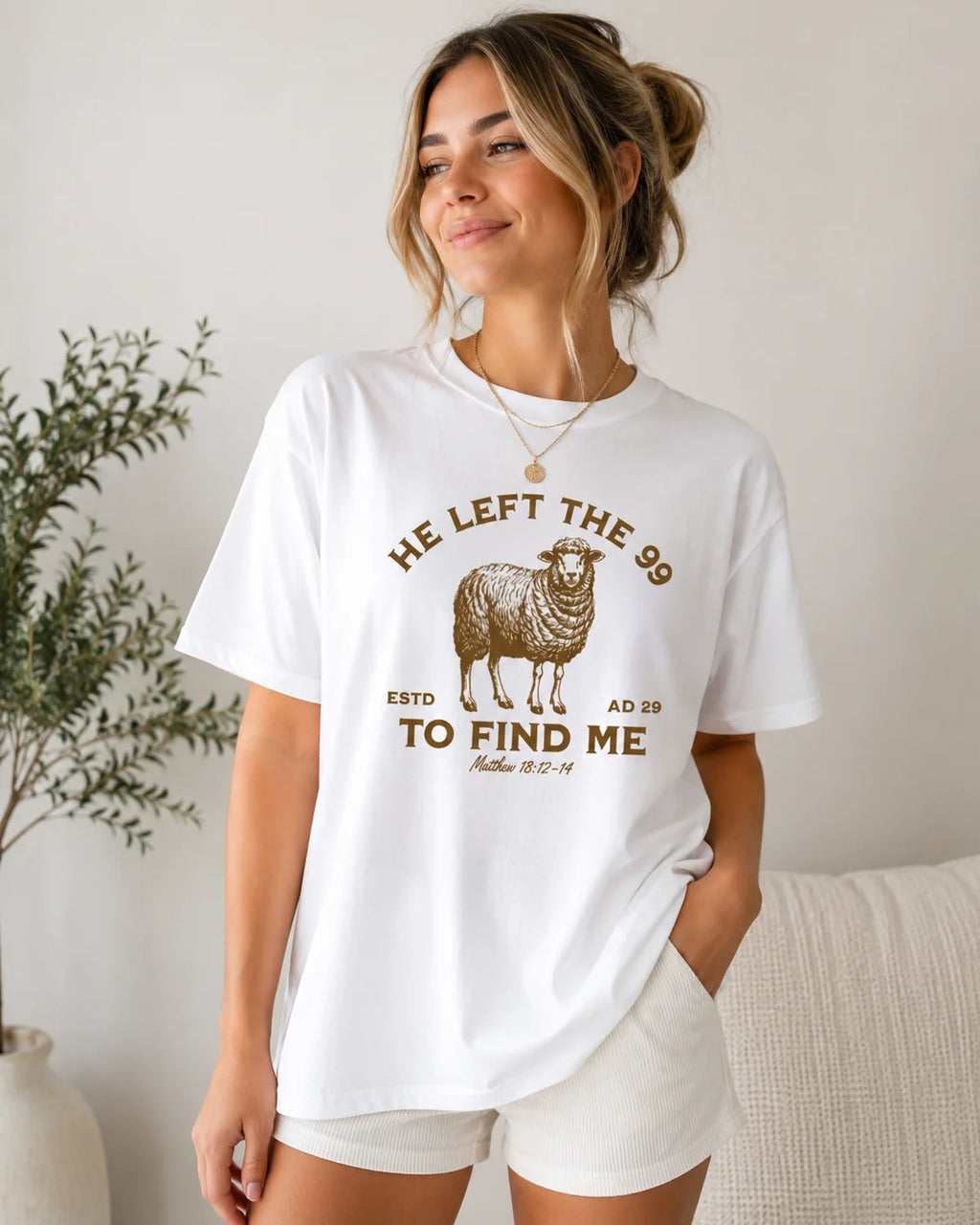 He Left 99 Women's Retro Christian Inspirational T-shirt Bible Scripture T-shirt Jesus God Pattern T-shirt Top Religious Gift