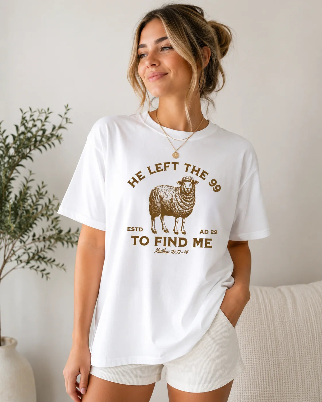 He Left 99 Women's Retro Christian Inspirational T-shirt Bible Scripture T-shirt Jesus God Pattern T-shirt Top Religious Gift