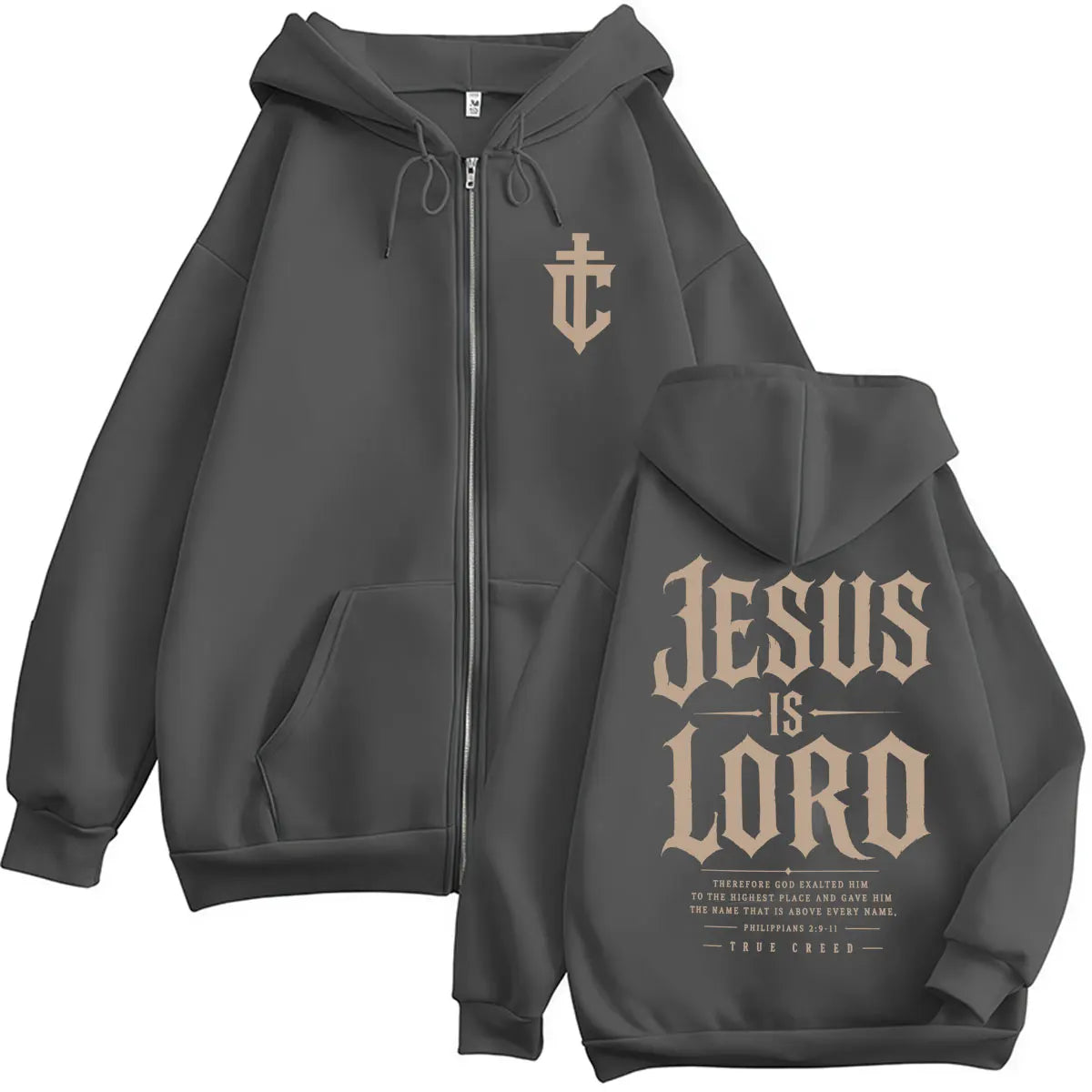Jesus Is Lord Zipper Hoodie Oversized Casual Pullover Streetwear